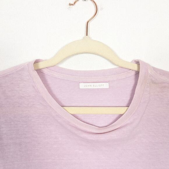 John Elliott Lilac Lightweight Cotton Cropped Long Sleeve Tee - Picture 4 of 7